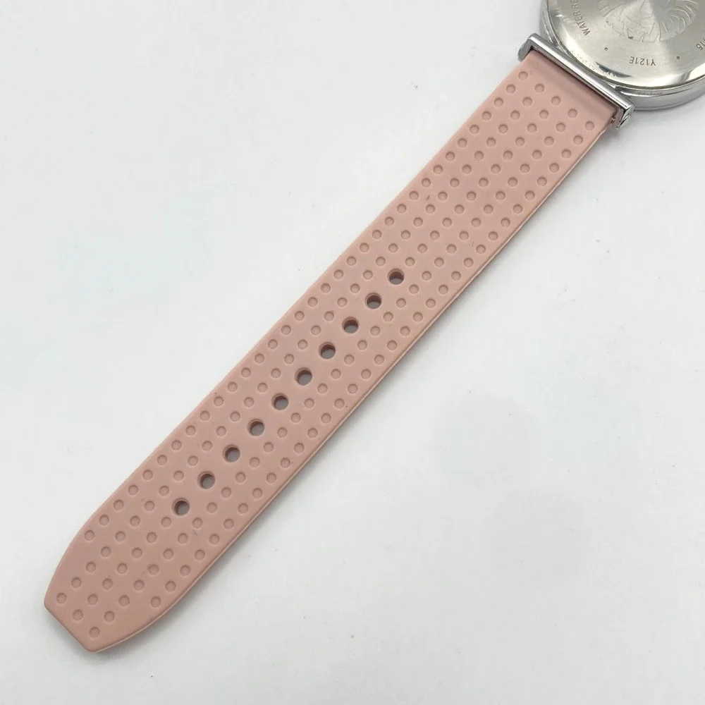Anne Klein Women's Watch 34mm Silver Tone Beige Dial Silicone Band New Battery